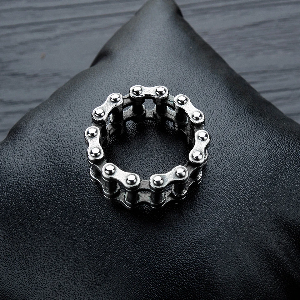 Персонализированное кольцо цепи велосипеда титана Нержавеющая сталь Материал кольца хип-хоп Уличный рэп культура Мода трендовые мужские ювелирные изделия