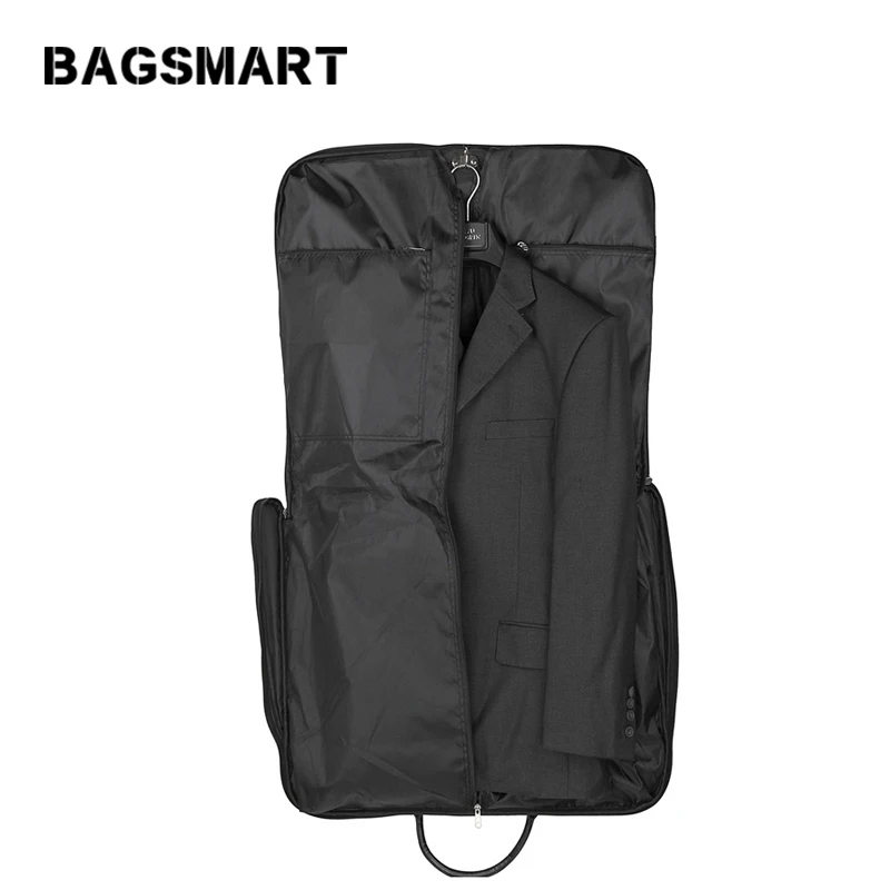 BAGSMART sac de costume de haute qualité noir pli vêtement sacs de voyage pour hommes avec poche à glissière sac de rangement Portable - 1