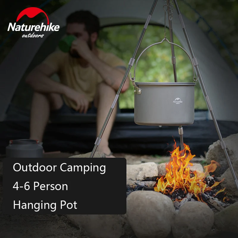 Naturehike 4-6 persona acampar al aire libre olla sartenes utensilios de cocina contenedor de alimentos de aluminio portátil de aleación Picnic olla NH17D021-G