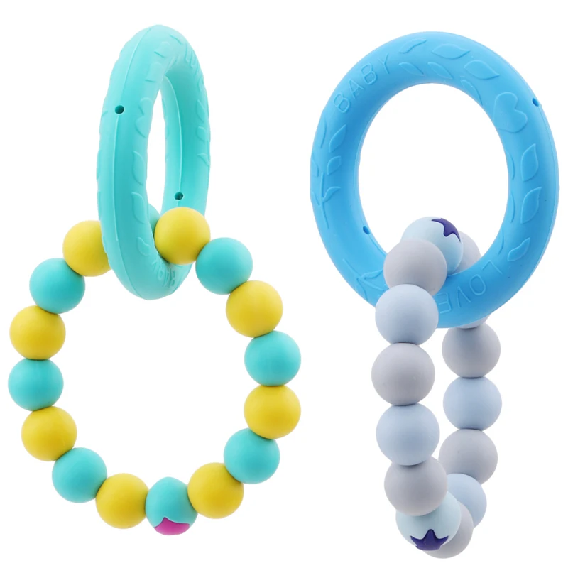 Baby Nursing Bracelets Silicone Teether Chew Beads Teething Wood Rattles Toys Teether Montessori