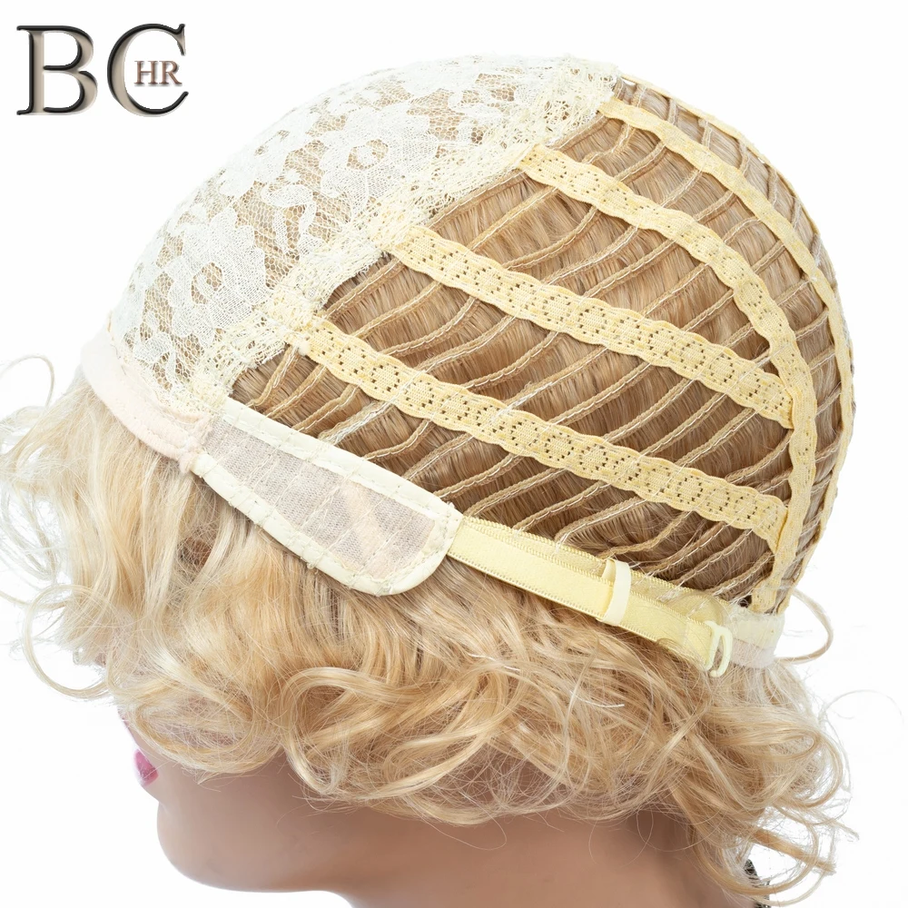 BCHR Короткие вьющиеся синтетические парики для женщин Золотой Блонд парик прически