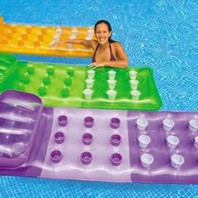 18 лунок Надувные Защита от солнца плавающей ряд взрослых Плавающая водяная кровать Одежда заплыва Надувные матрасы пляжные Игрушечные лошадки водные виды спорта