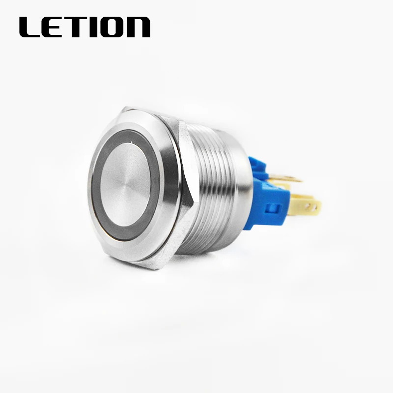 

25mm Metal Button switch flat head LED Ring Lamp self-reset Self-locking Button with Lamp switch Free Shipping LETION25S-P11EZP