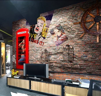 

Marilyn Monroe retro nostalgia brick pattern wallpaper backdrop cafe restaurant dessert wallpaper mural