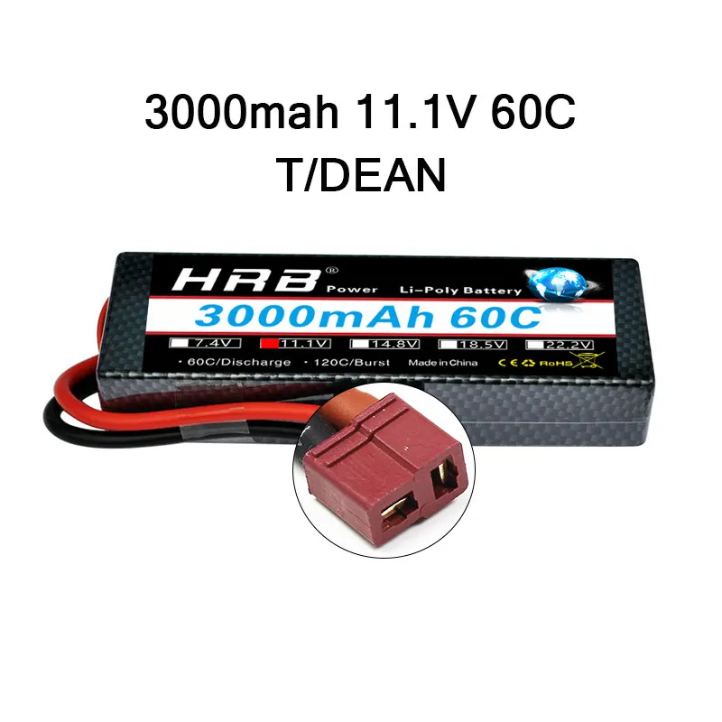 HRB 3000mAh Lipo 2S 7,4 V 3S 11,1 V 4S 14,8 V 5S аккумулятор 18,5 V 60C 120C XT60 Жесткий Чехол для радиоуправляемого автомобиля квадрокоптера вертолета самолета - Цвет: 3S 3000MAH 60C T