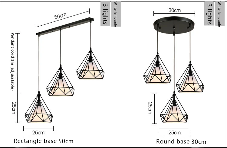 Modern Industrial Cage Metal diamond Shade Pendant Light lamp bar 14