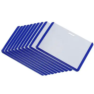 

Blue Clear Plastic Horizontal Business Bank ID Badge Card Holder 10 Pieces