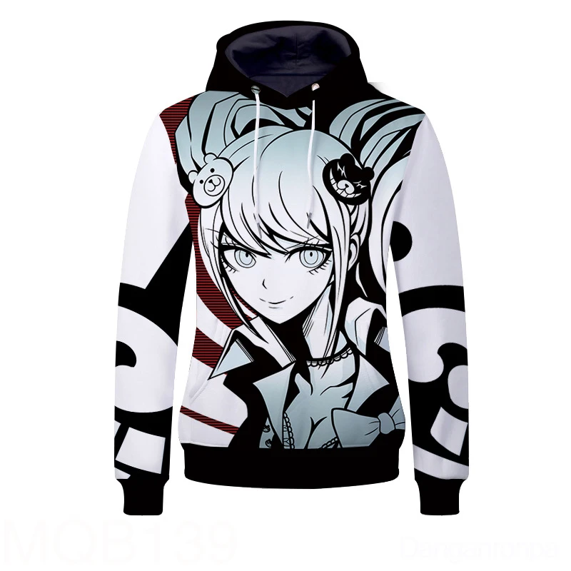 

Danganronpa Monokuma Naegi Makoto Print Pullover Hooded Hoodie Cosplay Costume Men Women Fashion Casual Sweatshirt Streetwear