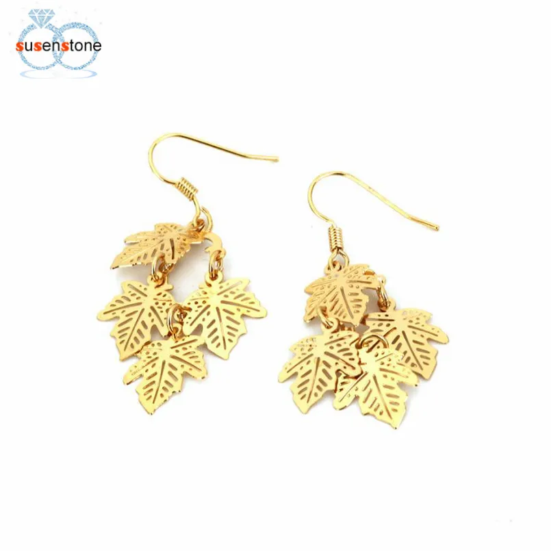 

SUSENSTONE Chic Temperament Maple Sheet Metal Earrings