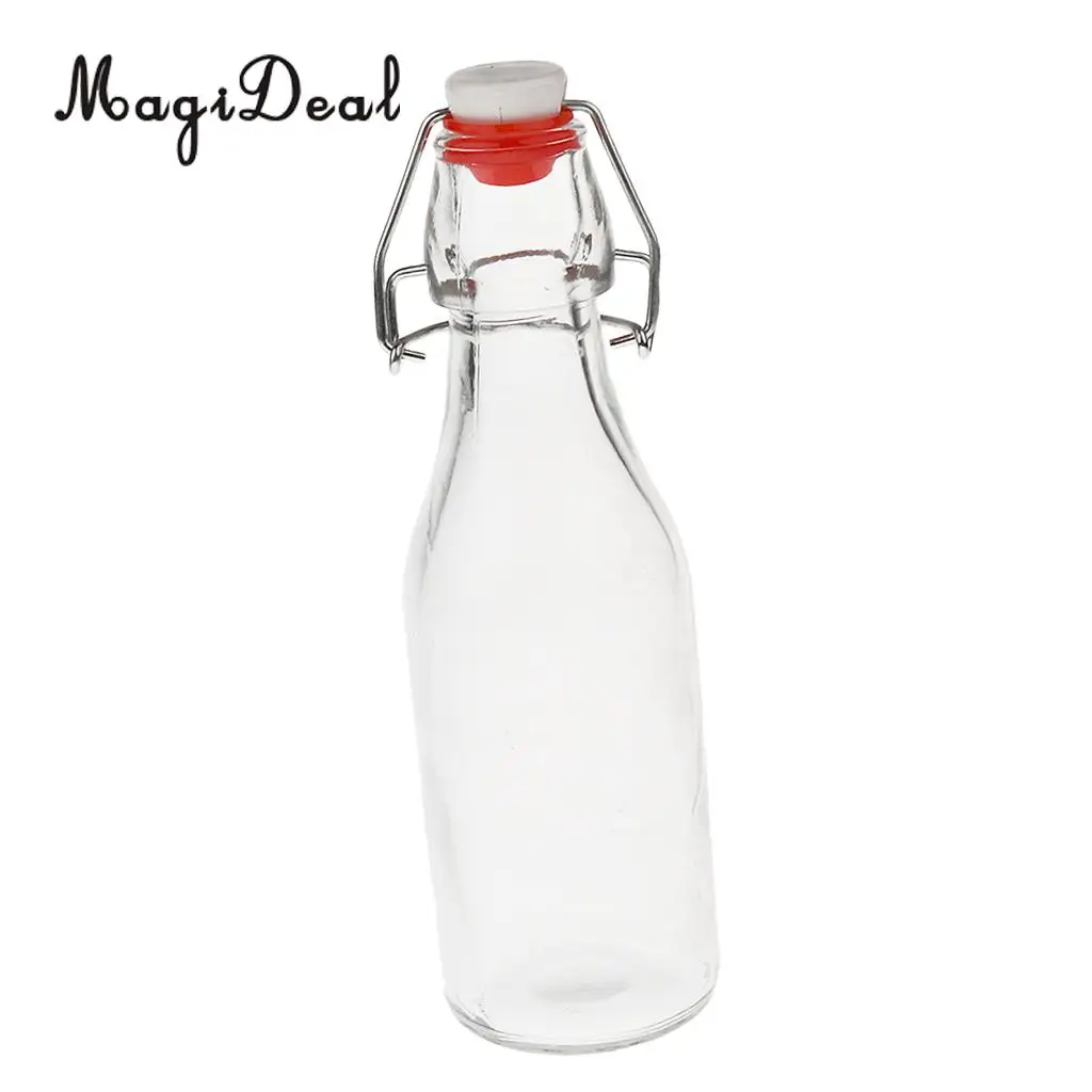 MagiDeal EASY CAP Beer Bottles -250ml 500ml 1000ml Durable Transparent Glass for Brewing Beer Wine Bottle Kitchen Dining Tool
