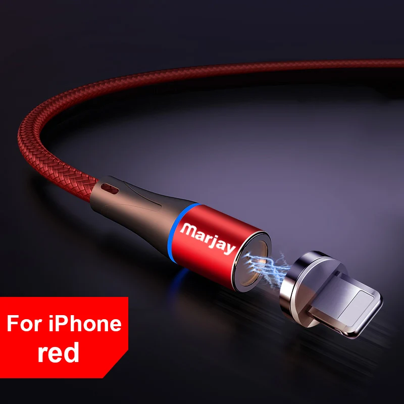 Магнитный кабель Marjay для iPhone XR XS Max X 6 6s 7 8 Plus 5 SE iPad быстрое зарядное устройство для мобильного телефона Магнитный зарядный usb-шнур - Цвет: Red For iPhone