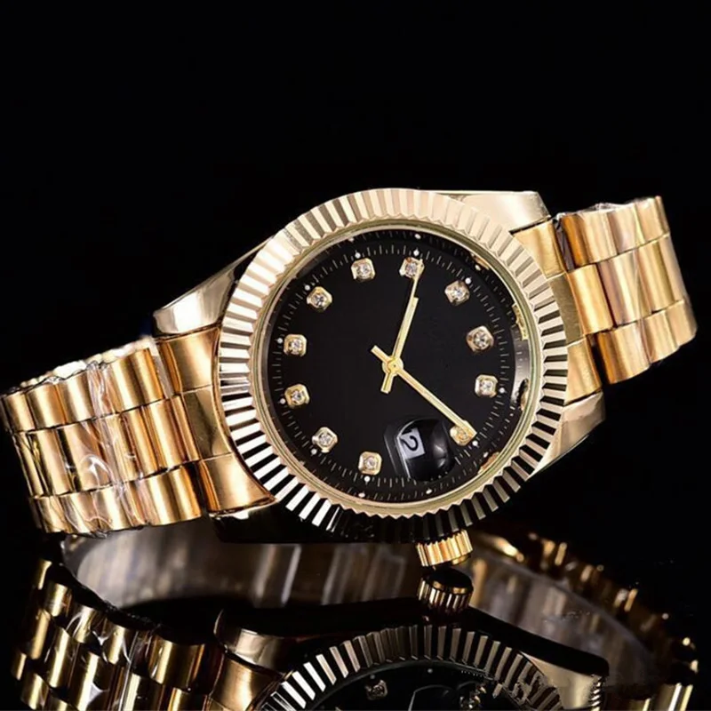 

Top Brand Luxury Men's Gold Watch 40mm Full Stee Date Clock Male fashion Watches Men Quartz Casual Wrist Watch Relogio Masculin