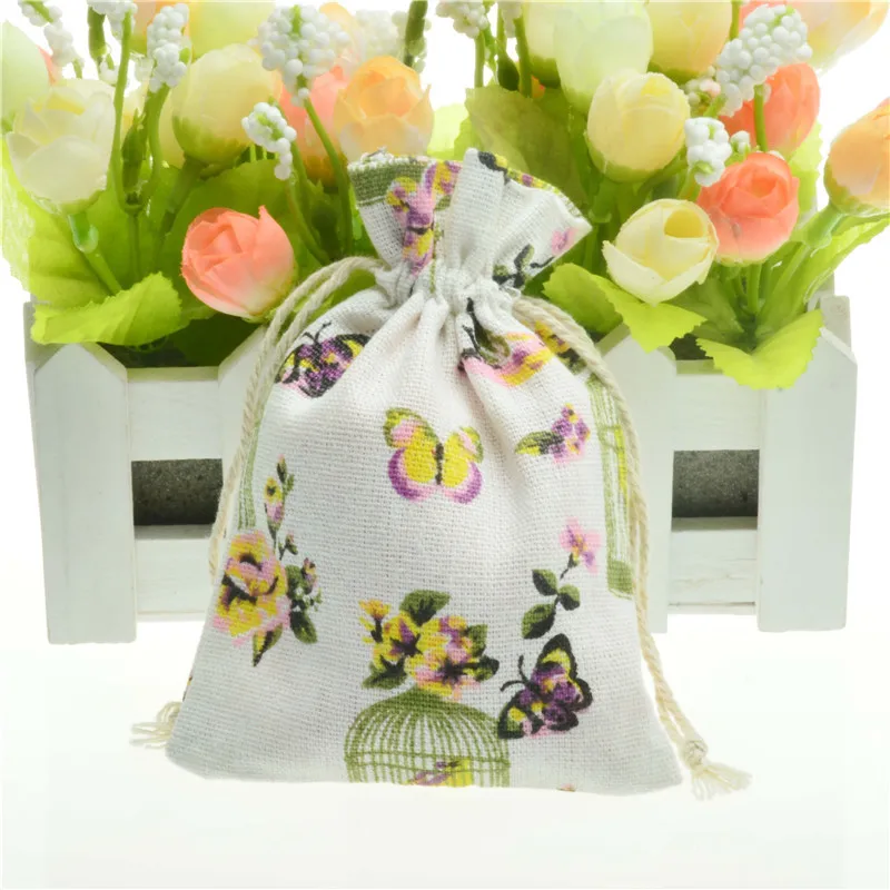

50 pcs/lot Linen bunch Candy bags Party Wedding Favour Supplies Vintage Wedding Favor Gift Pouch Candy box Favor Package Bag