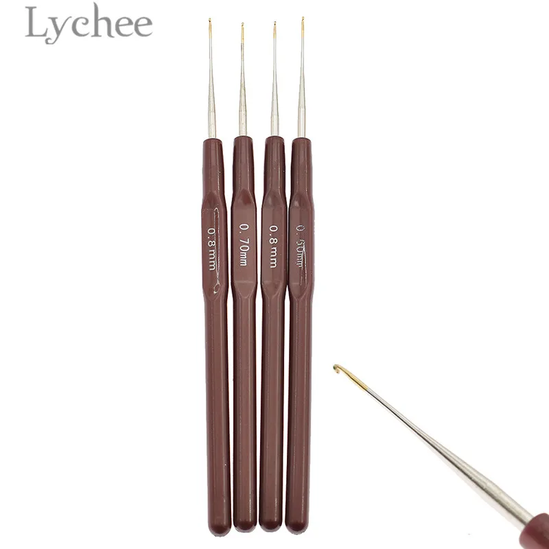 

Lychee 4Pcs/Lot Micro Crochet Hook Metal Sewing Needle DIY Sewing Material Accessory for Crafts