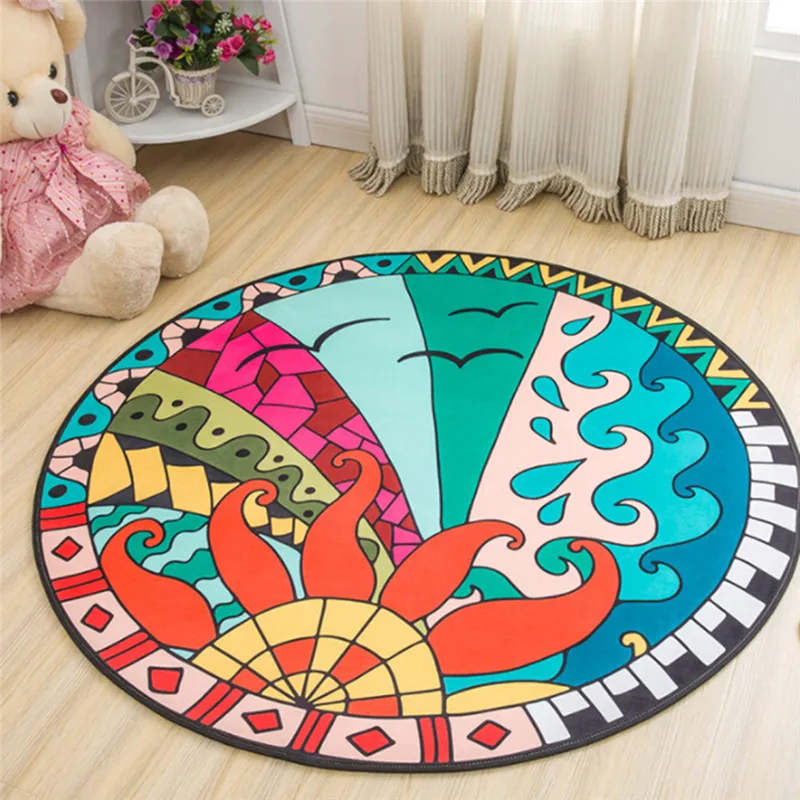 Детский игровой коврик напольный ковер детский спортивный Activity Room Decor игровой коврик круглый слон Чайка олень принт ползающее одеяло