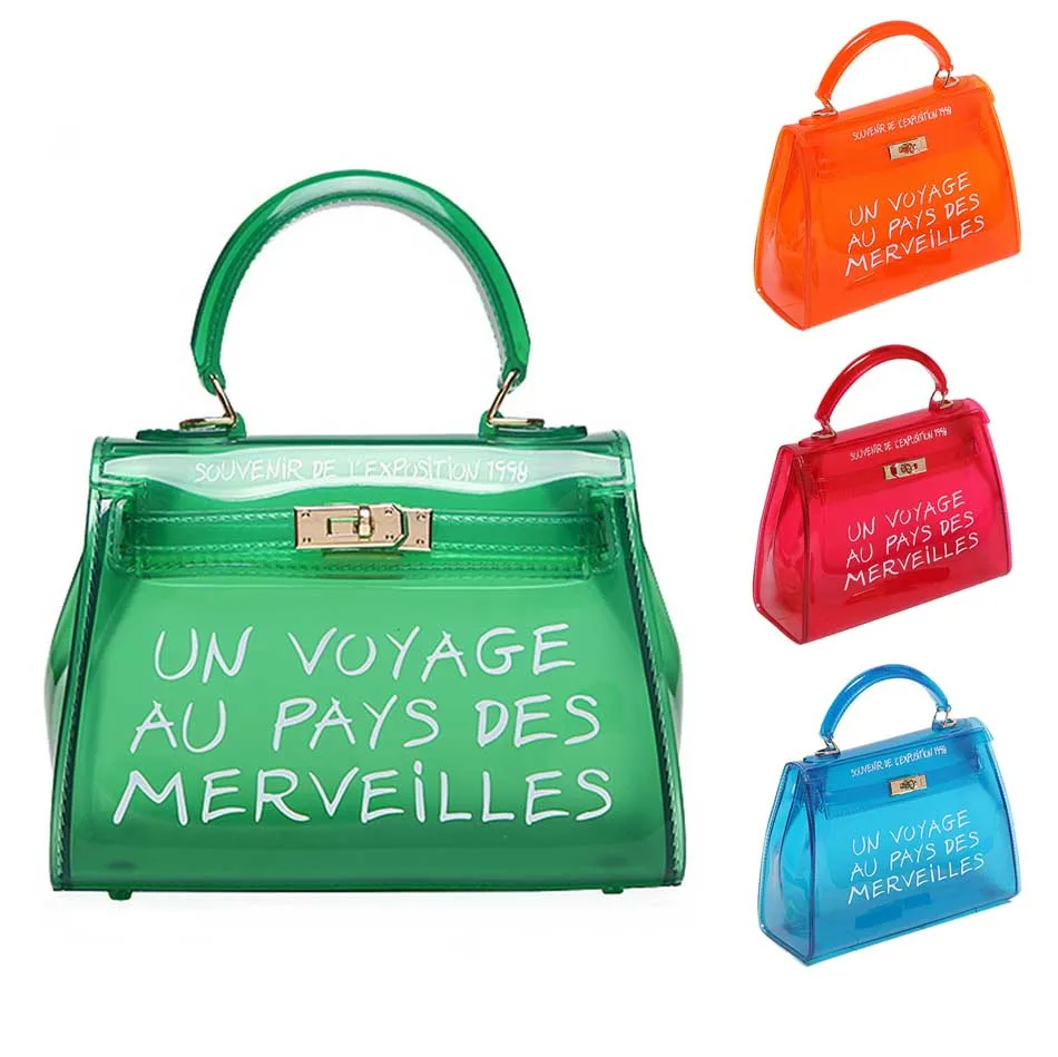 

Laamei Bags for Women 2019 Clear Transparent PVC Bag Jelly Shoulder Bag Beach Letter Candy Women Crossbody Luxury Sac Femme