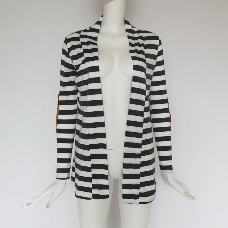 Female Cardigan Loose Long Sleeve Cotton Stripe Trendy Slim Long Sleeve Striped Patch Cardigan Jacket Cardigan Coat For Women7