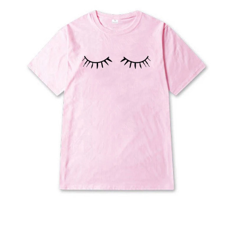 2018 Harajuku футболка женская с принтом ресниц Camisetas Mujer плюс размер мягкая хлопковая