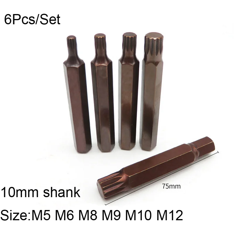 6Pcs 10mm Shank Torx Spline Screwdriver Electric Screwdriver Drill Bit