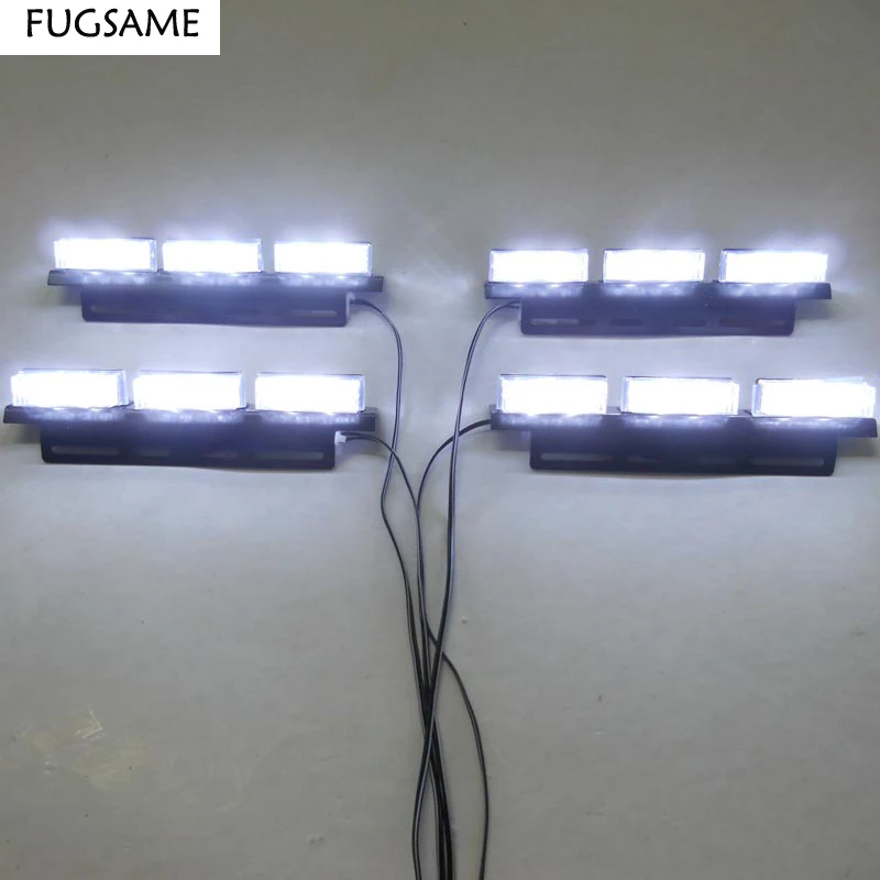 

FREE SHIPPING Super Bright 4*6 LED Car Strobe Light High Power WHITE BLUE
