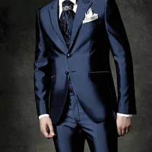 Bule Peaked лацканы две кнопки Привлекательные мужские костюмы модные смокинги Custome Homme blazorslimfit(куртка+ брюки+ галстук+ жилет+ носовые платки