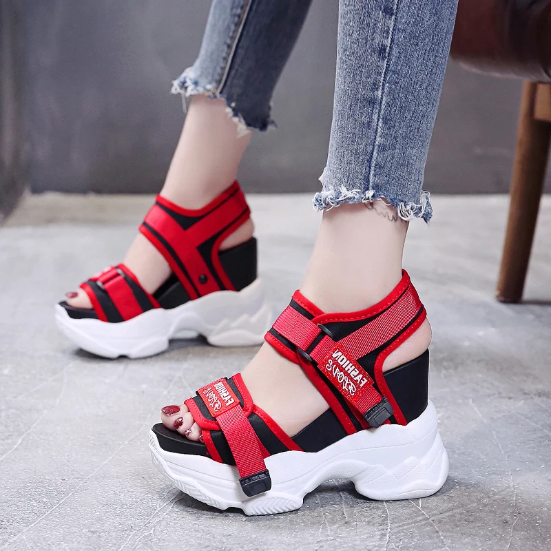 

Summer Women Gladiator Sandals Women Elevator Casual Sport Sneakers 11 High Heels Woman Shoes Platform Wedges Slippers Slides