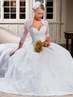 Free Lace Bolero Jacket 2013 New Sweetheart Lace Ball Gown Wedding Dresses Tulle Applique Beaded Sash Bridal Gown LT31