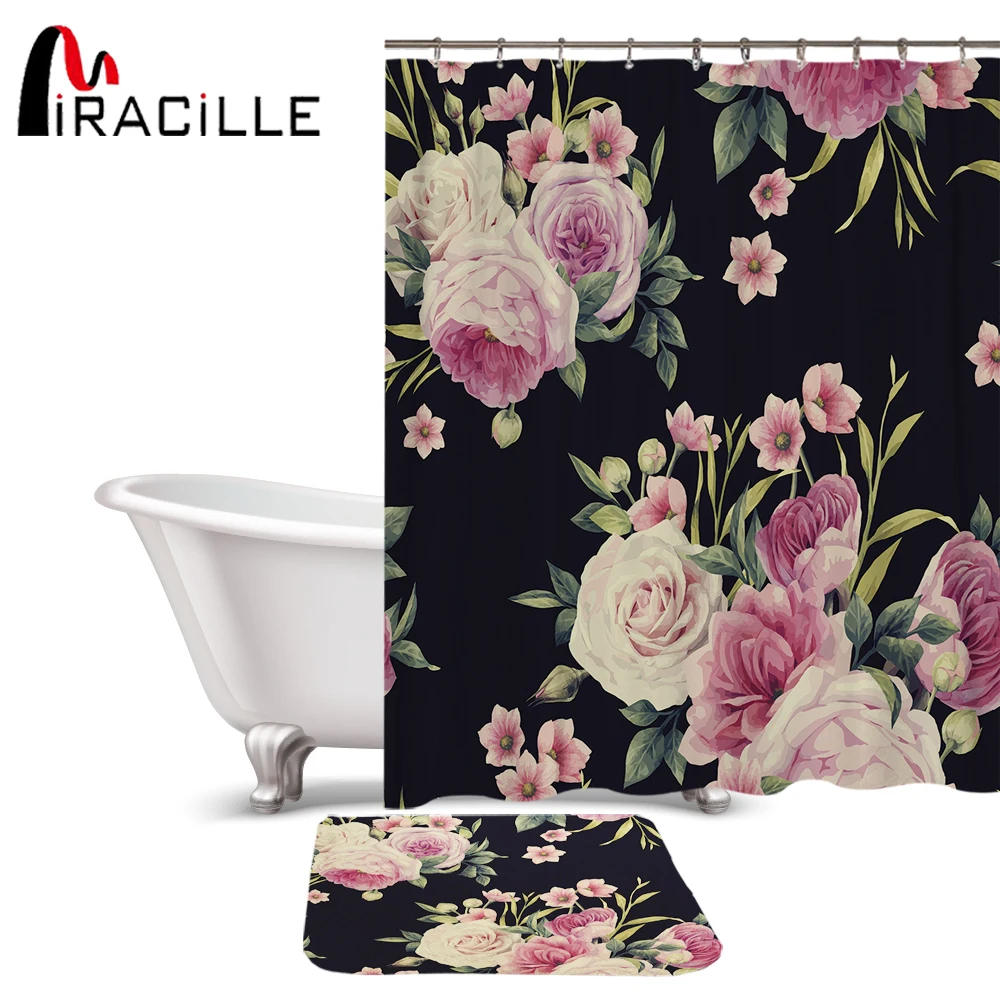 Miracille Pastoralism Beauty Красочный розовый Пион цветочный узор набор штор для душа