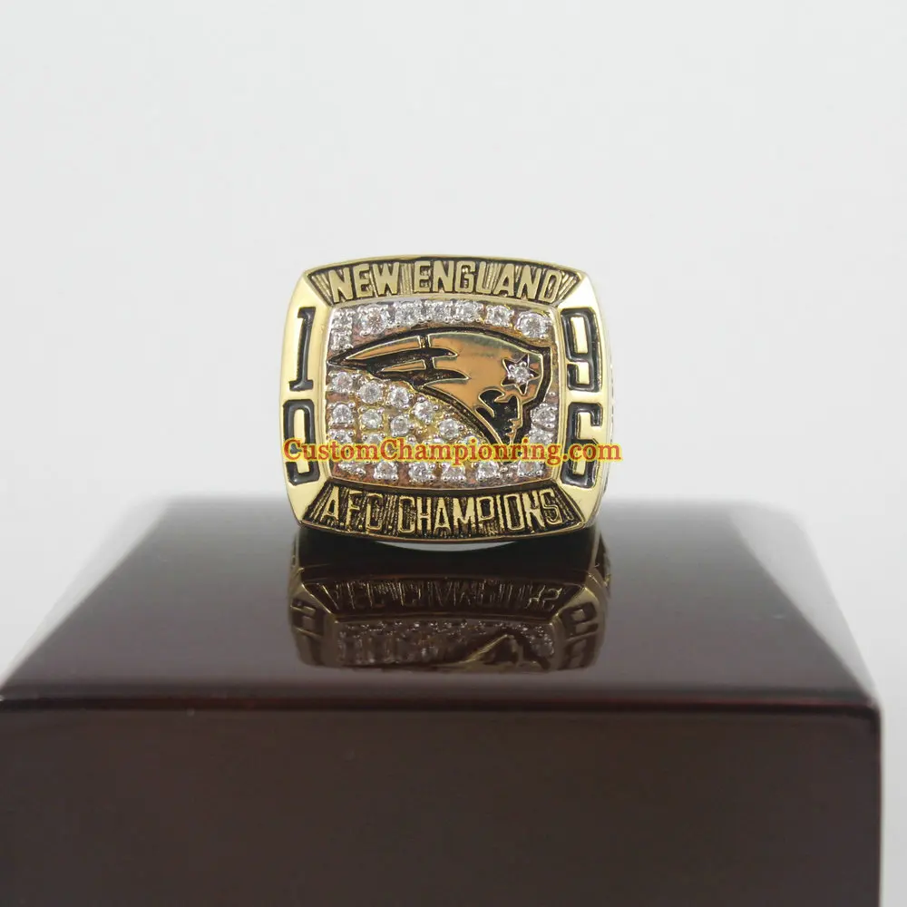 1996 New England Patriots American Footall championship ring replica made by copper coated with 14K gold plating | Украшения и