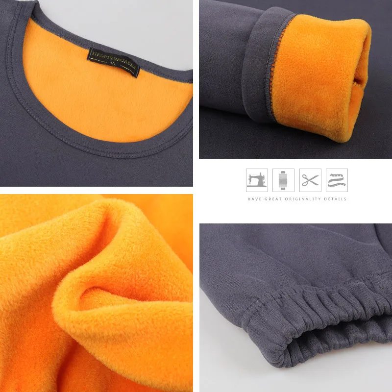 merino wool long underwear Thermal Underwear Men Long Johns fleece Men Autumn Winter Shirt+pants 2 Piece Set Warm Thick Velvet long underwear
