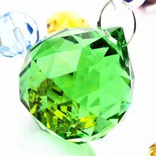 40 шт/партия, 40 мм люстры шары(+ 40 шт кольца), зеленый цвет хрустальный стеклянный шар, Хрустальные подвесные солнечные ловушки