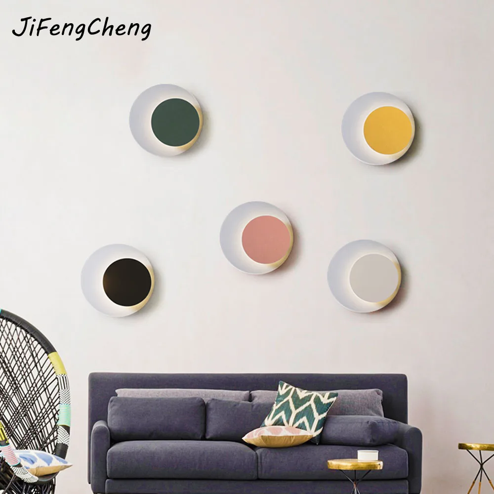 

JIFENGCHENG Bedroom Bedside Lamp Nordic Creative Individuality Modern Aisle Lights Corridor Round Wall Lighting Luminaria