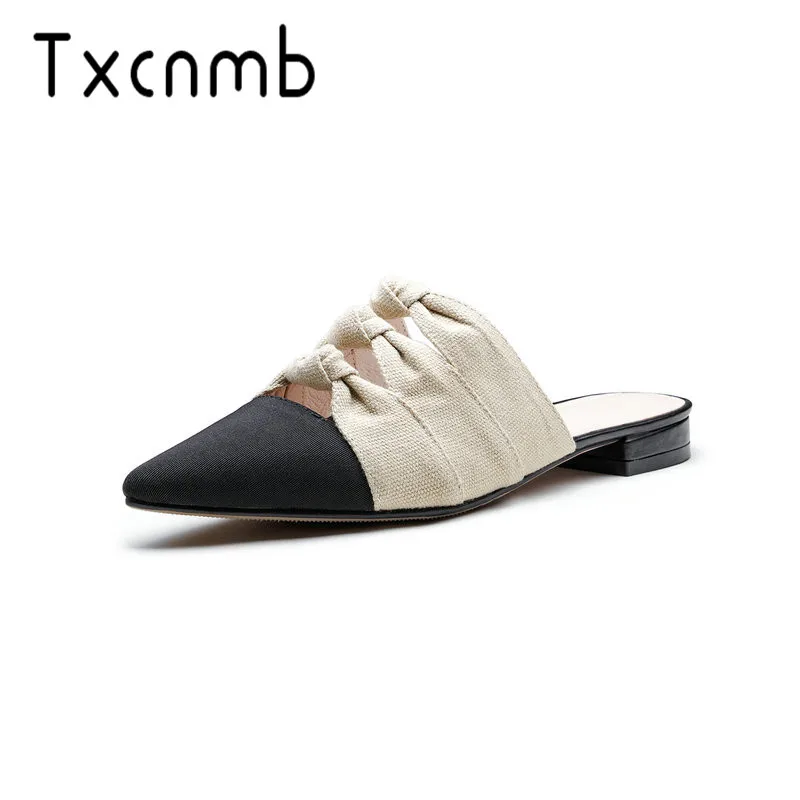 

TXCNMB Shoes Woman 2019 Wedding Suede Low Heels Shoes Woman Dress Gladiator Sandals Women Slip-on Summer
