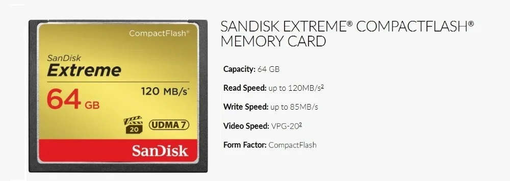 Sandisk Экстремальная Высококачественная профессиональная карта памяти 32 GB 64G 128g CF высокоскоростная карта памяти UDMA7 CF карта компактный