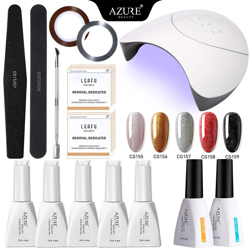 Набор инструментов для ногтей Azure Beauty 15 шт./лот блестящий цветной гель
