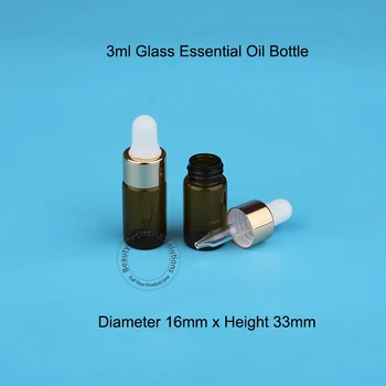 

500pcs/Lot Wholesale 3ml Glass Amber Essential Oil 1/10OZ Bottle Smal 3cc Fragrance Container Small Sample Pot Cosmetic Pot