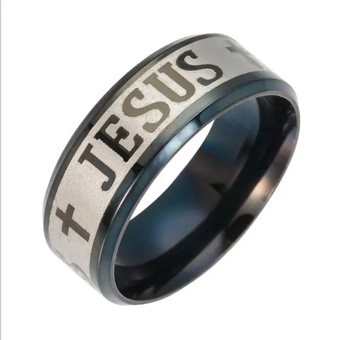 Dropshipping Newset Religious Christian Rings JESUS Letter Men's
