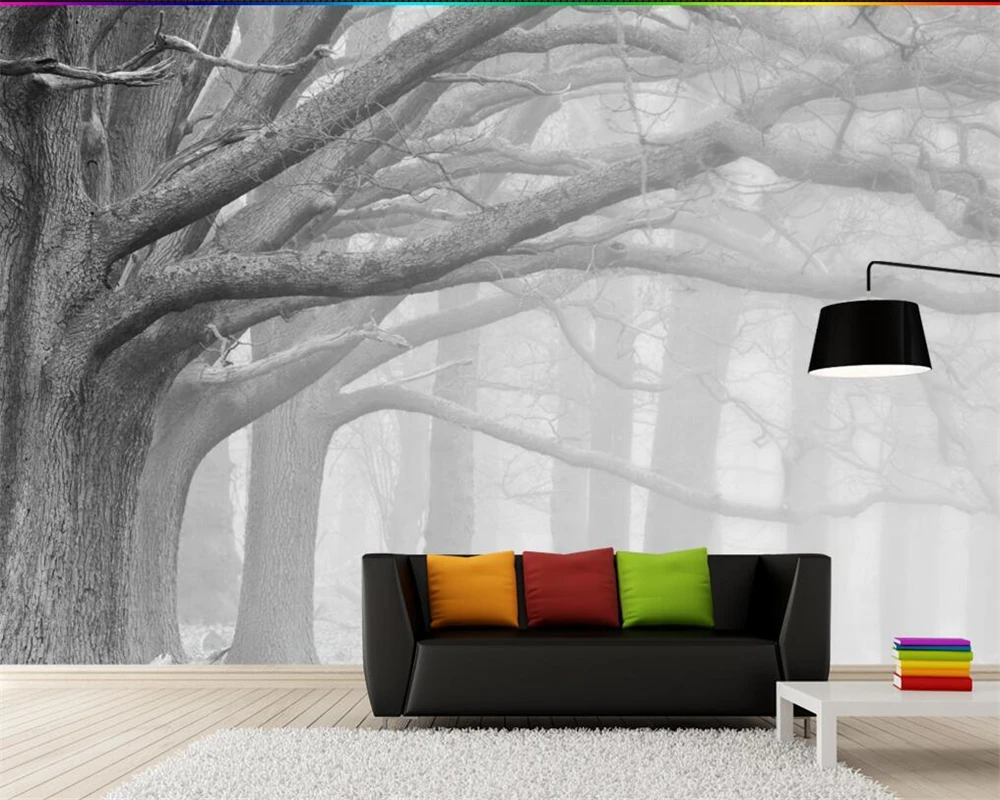 Beibehang обои современный минималистичный серый туман дерево ТВ фон стены 3d гостиная спальня Фреска украшение дома 3d обои
