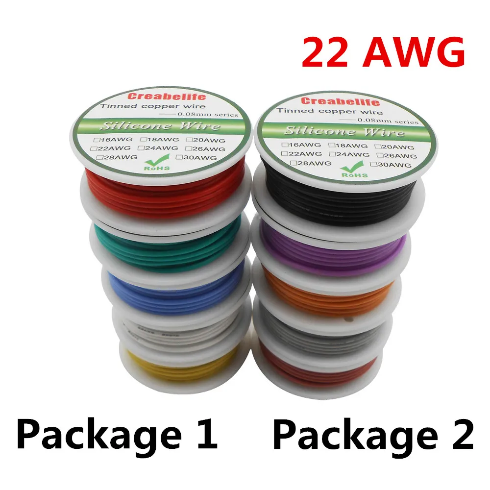 30m 22 AWG Flexible Silicone Wire RC Cable Line 5 Colors With Spool