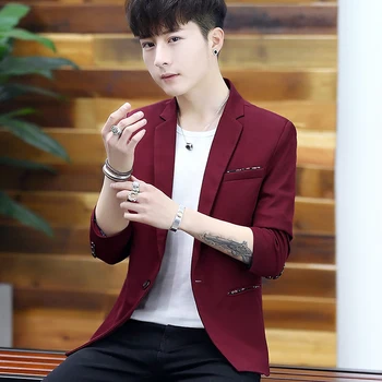 

HOBO 2020 men leisure blazer Cultivate one's morality young handsome Pure color blazer blazer teenagers