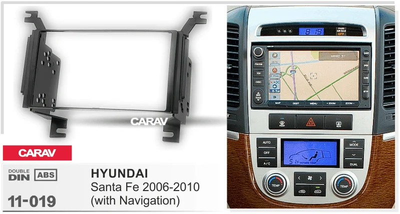 Двойной Din фасция для HYUNDAI Santa Fe 2010-2006 Радио DVD стерео панель Dash Mount Установка отделка комплект ремонт CARAV 11-019