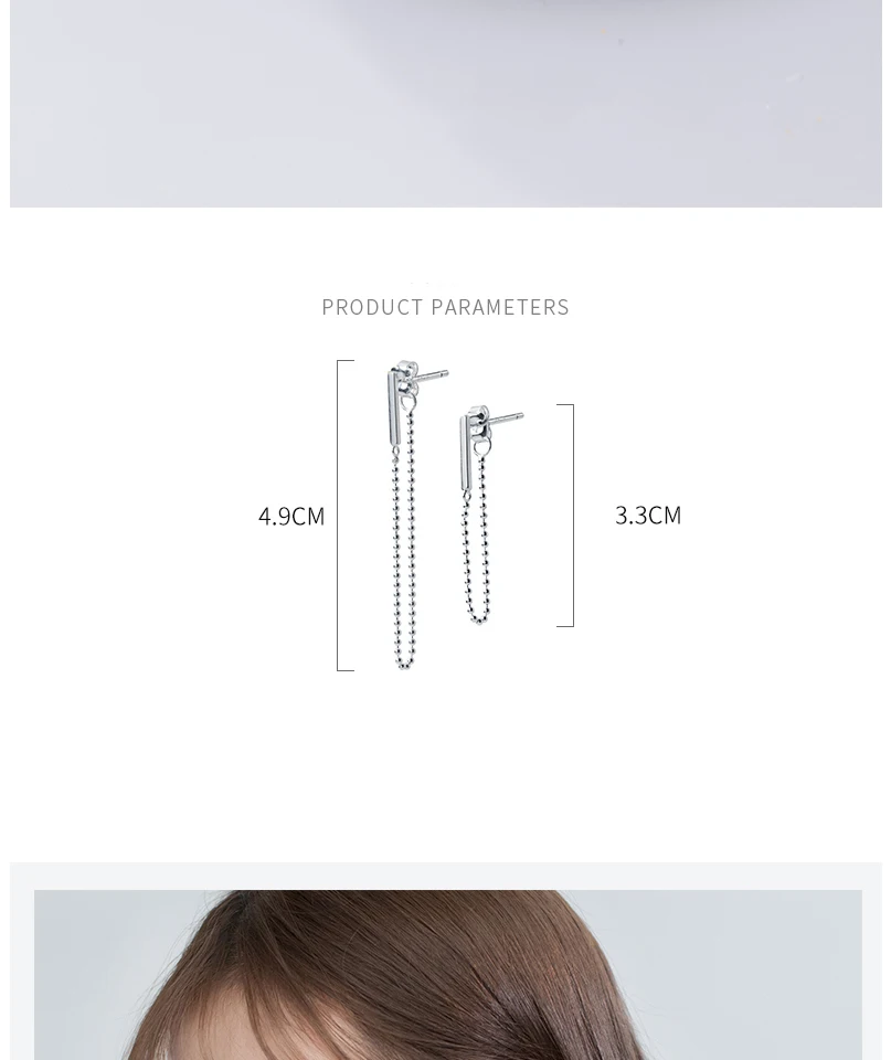New Fashion Sterling Silver Chain Statement Dangle Earrings For Women Girls Minimalist S925 Drop Earring Bridal Wedding Jewelry (2)