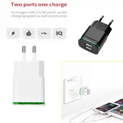 2 Порты usb Зарядное устройство для iPhone для iPad Samung свет светодио дный ЕС Plug 5 В 4A Wal высокое качество автомобильный телефон АКСЕССУАРЫ