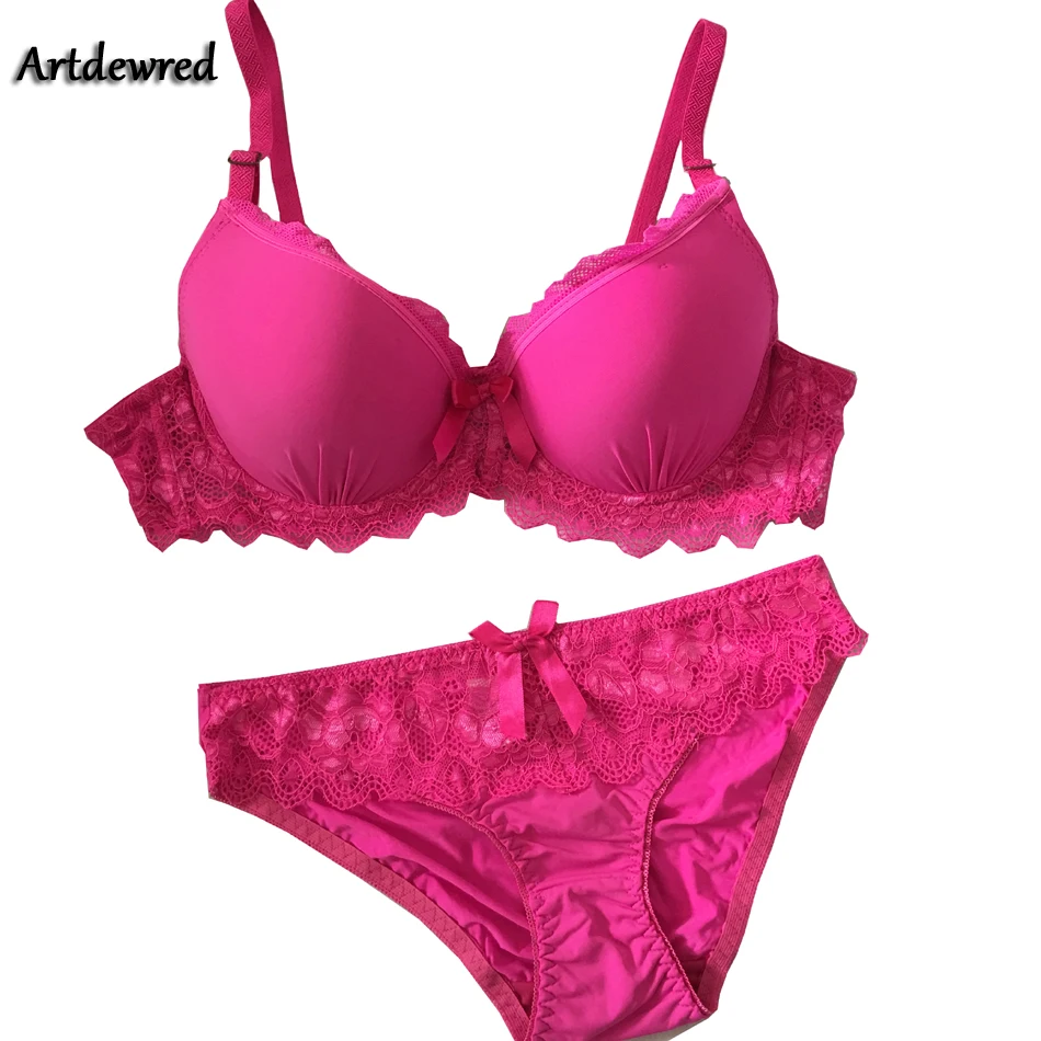 Lady Lace Black Push Up Bra Set Top B C Cups sujetador encaje Underwear Women Lingerie Sexy Panties And Bra Sets 6 Colors