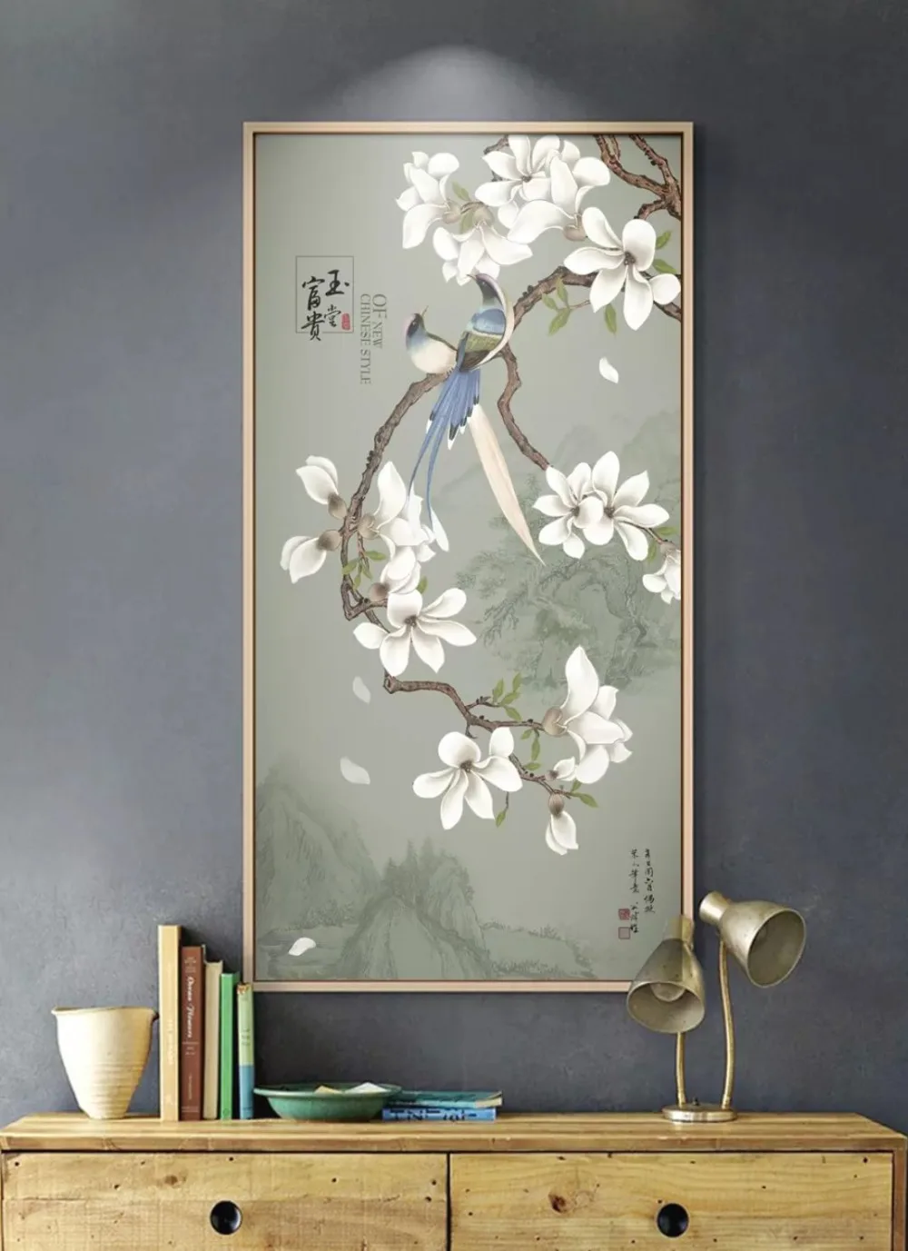 Beibehang пользовательские обои 3d Фото Фреска новые китайские чернила пейзаж цветок магнолии Птица Вход обои декоративная живопись