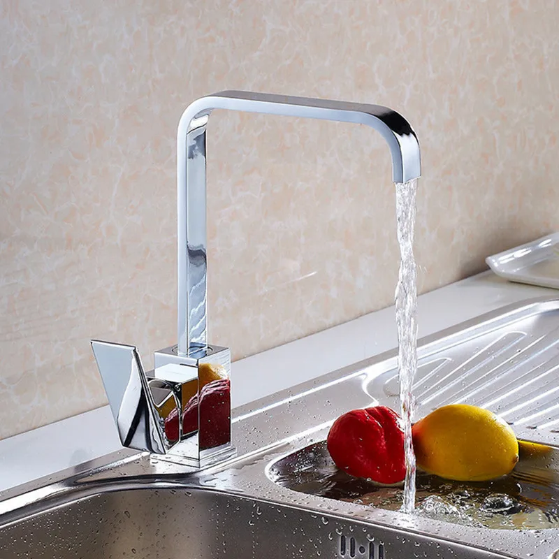 

Free shipping High quality polished chrome kitchen faucet with single handle deck mounted kitchen sink water mixer tap