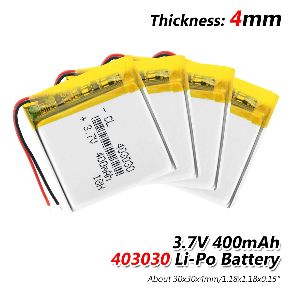 

1/2/4x 3.7v Lithium Ion Battery Rechargeable 403030 400mAh Li-ion Polymer Batteries Power Bank Alarm Detector Bateria Replace