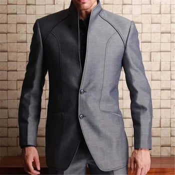 Tanie 2018 New Arrival Szary Terno Slim Fit Formalne Marynarka 2 Sztuk Garnitury Ślubne Dla Mężczyzn Custome Homme Smokingi Kurtka + Pant Najnowsza
