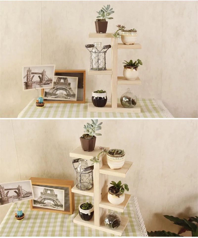 Storage Rack, Mini Plant Stand,Small Stool Display Wood Tiered Succulent Planter Stand for Indoor Outdoor Home Office Decorative