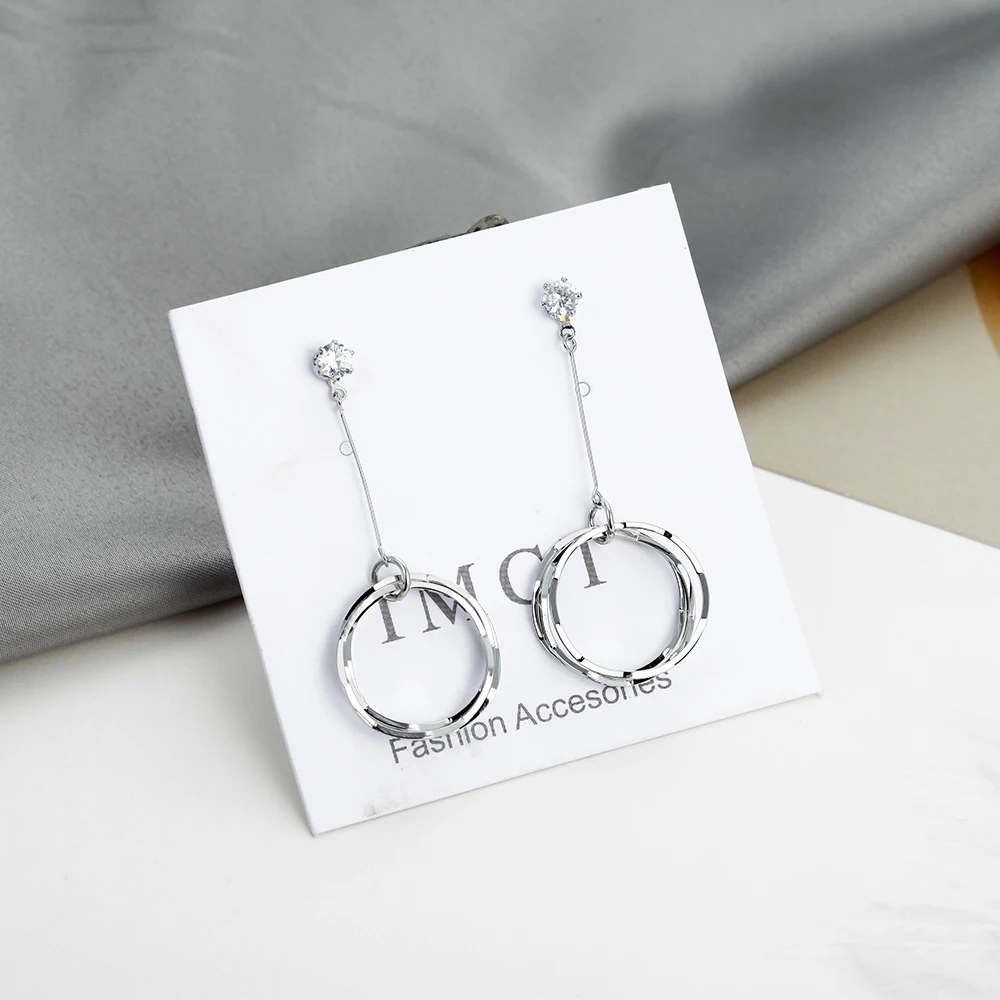 

New Korean Earrings Metal Double Hollow Ring Layer Long Gold Color Silver Color Earrings Gifts for friends Lovers Confidante